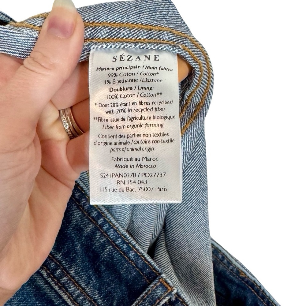Sezane Le Crop High Rise Wide Leg Jeans in Denim Blue Worn Once-Still Full Price - Picture 11 of 11